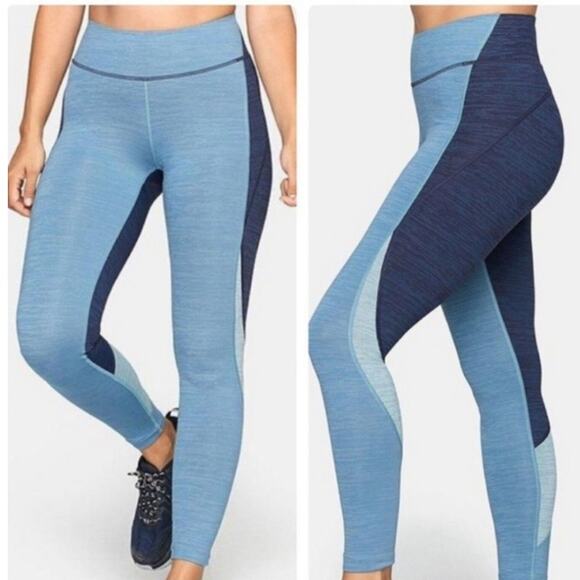 Outdoor Voices Zoom Techsweat Multi Blue Colorblock Leggings XL - Picture 1 of 6